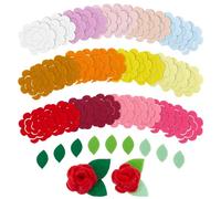 PH PandaHall 57PCS Felt Flowers Fabric, 16 Style 3D Roses Die Cut Applique Flowers Felt Leaf Patch Applique Flower Embellishments for Sewing Project Clothing Party Decoration Card Crafts