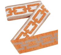 PH PandaHall 5m Geometric Ribbon Embroidered Drapery Trim 9.1cm Wide Polyester Jacquard Grid Ribbon Orange Drapery Banding Trim Tape for Drapes Curtain Banding Sewing Clothing Decor
