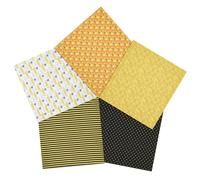 PH PandaHall 5pcs Bee Cotton Fabric Squares Bee Fat Quarters Fabric, Honeycomb Flower Quilting Fabrics Yellow Black Sewing Fabrics for Summer Handmade Craft Decor, 19.7x17.7 inch