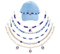 PH PandaHall 5pcs Football Trucker Hat Chains, Blue White Hat Chains Rugby Player Helmet Charms Chain Detachable Baseball Cap Chain for DIY Mesh Baseball Hats Accessories Decoration Women Men, Gold