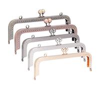 PH PandaHall 5pcs Metal Purse Frame, Bag Kiss Clasp Lock Coin Purse Frame for DIY Purse Making Squared Design Bag Clutch Coin Purse Wallet, 7.9" Long, 5 Colors