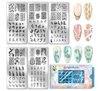 PH PandaHall 5pcs Retro Floral Nail Stamping Plates 155 Patterns Leaves Plant Nail Art Templates French Tip Manicure Art Stencils Geometric Line Nails Design Stamp for Women Manicures Salon Print