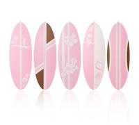 PH PandaHall 5pcs Wooden Surfboard Wall Decor Pink Ocean Beach Themed Room Decor 40x13.6cm Coastal Art Hanging Board with Hook for Bedroom Bathroom Living Room Surf Rooms Party Home Decoration
