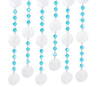 PH PandaHall 6.4 Feet Round Natural Shell Chains Capiz Shell Chain with Blue Glass Beads Sea Shells Garland Strands for Wedding Home Doorway Decor Wind Chimes Curtain Jewelry Making