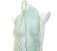 PH PandaHall 6.4m Green Lace Fabric, Ruffle Pleated Chiffon Trim Retro Organza Tulle Fabric Applique Trim for DIY Wedding Dress Costume Sewing Craft Curtain Table Cloth Home Decor