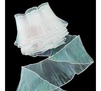 PH PandaHall 6.4m Ruffle Pleated Chiffon Trim, Retro Organza Tulle Fabric Applique Trim Lace Fabrics for DIY Craft Wedding Dress Mermaid Cosplay Sewing Curtain Home Decor, Iridescent White