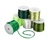 PH PandaHall 6 Color 2mm Green Satin Cord, 60m Silk Cord Beading String Bracelets String for Spring St. Patrick’s Day Macrame Necklace Jewellery Making