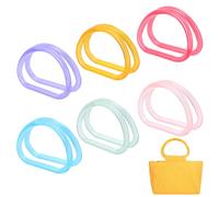 PH PandaHall 6 Colors D Shape Purse Handles 12pcs Bag Handles Replacement Decorative Plastic Bag Handle for Handmade Beach Bags Handbags Purse Making Macrame Market Bags Valentine's Day, 9x12cm