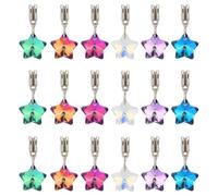 PH PandaHall 6 Colors Faceted Star Pendants 30pcs Crystal Star Charms Glass Stars Shape Charms Large Hole European Dangle Pendants Beads with Bail Hanger for Summer Necklace Bracelet Earring Jewellery