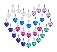 PH PandaHall 6 Colors Glass Heart Charms 30pcs Faceted Heart Pendants Hearts Shaped Dangle Pendants with Bail Hanger Love Pendant Charm for Summer Necklace Bracelet Earring Jewellery Making Gifts