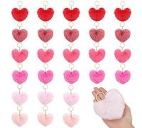 PH PandaHall 6 Colors Heart Pom Pom Keychain 30pcs Valentine's Day Keyring Plush Love Key Chains Fuzzy Bag Charms Car Keys Accessories for Backpack Purse Birthday Party Favor Decoration