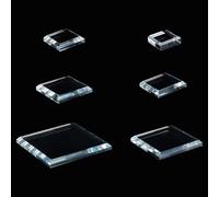 PH PandaHall 6 Pack Clear Crystal Glass Display Base, 6 Size Square Flat Glass Display Stand Blocks Cube Polished Riser Pedestal Stand for Figurines Collection Jewelry Crafts 1.2/1.6/2/2.4/3/4 inches