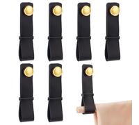 PH PandaHall 6 Pack Genuine Leather Curtain Rod Holders Black Boho Wall-Mount Straps Decorative Curtain Rod Bracket Loop Straps for Living Room Bathroom Eid Mubarak Hanging Curtains Towels