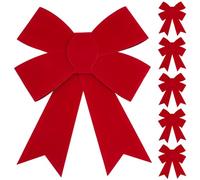 PH PandaHall 6 Pcs Large Christmas Bows, 8.6x11 Inches Red Xmas Bow Decorations, Hanging Ornaments for Christmas Tree Wreath Home Fireplace Fence Stairs Railing Front/Indoor Outdoor Use