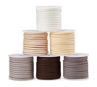PH PandaHall 6 Rolls 5 Meters Mixed Color Faux Suede Cords for Jewellery Making