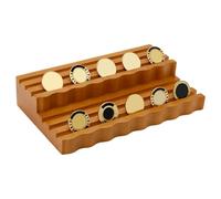 PH PandaHall 6 Rows Challenge Coin Holder Display Stand, Pine Wood Coin Display Case Coins Rack Organizer for Collectors Military Challenge Coins Veterans Retirement Party Home Office, 30x18x6cm