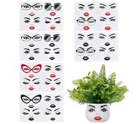 PH PandaHall 6 Sheets Female Face Painting Stencil, Face Stickers for Crafts Lips Mouth Eyes Eyebrows Nose Decals Make a Face Stickers for DIY Crafts Flower Pots Painting on Wood Wall Fabric Furniture