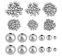 PH PandaHall 6 Sizes 304 Stainless Steel Half Hole Beads 160pcs Round Memory Wire End Caps Metal Jewellery End Cap Loose Smooth Round Beads for Necklace Bracelet Jewellery Making Craft 2/3/4/5/5.5/8mm