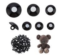 PH PandaHall 6 Sizes Sew On Safety Eyes 130pcs Black Crochet Eyes Resin Crafting Eye Mushroom Domed Sewing Buttons Eye for Stuffed Animals DIY Puppet Plush Amigurumis Making, 9/10/11.5/12.5/15/17mm