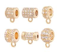 PH PandaHall 6 Styles 18K Gold Spacer Bail Bead Hanger, 6pcs Golden Bail Tube Beads Jewelry Connector Bails with Micro Pave Cubic Zirconia Fit Charm European Bracelet Pendant DIY Jewelry Making