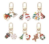 PH PandaHall 6 Styles Christmas Keychain Santa Claus Snowmen Charm Keychain Xmas Tree Snowflake Pendant Keychains Enamel Pendant Decorations for Christmas Purse Backpack Ornament Gifts