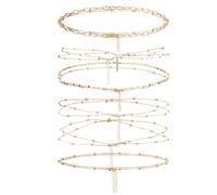 PH PandaHall 6 Styles Gold Waist Chain Layered Belly Chain Adjustable Bikini Chains Body Chains with Beads Charms for Women Jewellery Accessories Summer Beach, 66-75cm Long