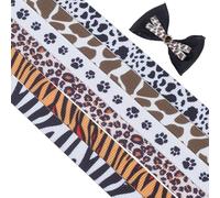 PH PandaHall 6 Styles Leopard Printed Ribbons 27m Animal Pattern Ribbons 1cm Wide Claw Tiger Zebra Printed Ornaments Ribbon Craft Ribbon for Animal Theme Party Decor Gift Wrapping
