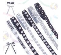 PH PandaHall 6 Styles Volleyball Ribbons 27.4m Black White Grosgrain Ribbons 1cm Wide Craft Ribbon for Hair Bow, Gift Wrapping, Theme Party, Sport Team Decoration, Sewing, Crafts