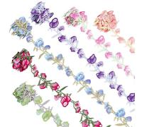 PH PandaHall 6 Yards 6 Colours Floral Lace Trim Wedding Appliques Lace, 30mm Floral Ribbon Trim Polyester Flowers Lace Ribbon for Wedding Dress Appliques Curtain Craft Home Decor Sewing