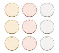 PH PandaHall 60 pcs 304 Stainless Steel Pendant, Smooth Surface Flat Round Blank Stamping Tags for Bracelet Earring Charms DIY Jewerly Making, 15x1mm, Hole: 1mm, Golden/Silver/Rose Golden