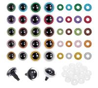 PH PandaHall 60 Sets Glitter Safety Eyes 10 Colors Plastic Eyes 2 Sizes Rainbow Crochet Stuffed Eye Star Amigurumi Eye with Washer for Teddy Bear Puppet Plush Crochet Animal Making, 16/18mm