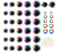 PH PandaHall 60 Sets Glitter Safety Eyes 5 Sizes 3D Rainbow Craft Eyes Amigurumi Eyes Crochet Stuffed Eyes with Washers for DIY Crafts Crochet Stuffed Animals Puppets Making 12/14/16/18/20 mm