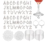 PH PandaHall 60 Sets Wine Glass Charms for Stem Glasses Drink Identifier Charms Rings DIY Reusable Drink Markers with Letter Beads Pearl Beads for Wedding Christmas Valentines Birthday Party Decor