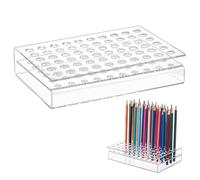 PH PandaHall 60 Slot Acrylic Pen Holder Rack, Display Pen Stand Clear Pencil Holder Tabletop Standing Eyebrow Pen Storage Rack for Lab School Home Office Desktop 7.5x 5.2x1.6 Inch, 11mm Hole