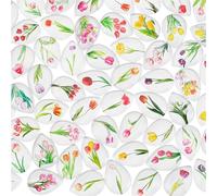 PH PandaHall 60 Styles Teardrop Glass Cabochons Water Drop Tulip Theme Cabochons Flower Printed Glass Cabochons for Craft Photo Pendant Necklace Earring Keychain Jewellery Making, 25x18mm