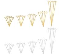 PH PandaHall 600 pcs 6 Sizes Brass Eye Pins Head Pins Findings 21 Gauge Open Eye Pin for Earring Pendant Beading Jewellery DIY Craft Making Golden & Silver, Length 1.6/2/2.2/2.6/3/5cm