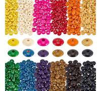 PH PandaHall 600Pcs 12 Colors Natural Wooden Abacus Beads Disc Abacus Spacer Rondelle Wood Spacer Beads Colorful Large Hole Wooden Bead for Crafts Necklace Bracelet Jewelry Making, 14x6mm