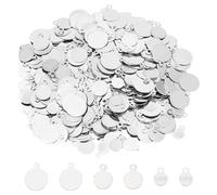 PH PandaHall 600pcs 3 Sizes Flat Round Charms, 6/8/10mm Blank Stamping Tag Pendants Metal Disc Charms Iron Round Charms with 1mm Hole for Earring Bracelet Necklace Jewelry Making, Platinum