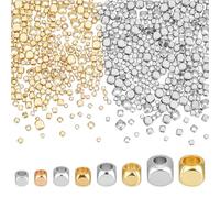 PH PandaHall 600pcs 4 Sizes Cube Beads 18K Gold Plated Square Spacer Beads Platinum Cornerless Bead Brass Loose Bead for DIY Crafts Stackable Bracelet Necklace Earring Jewellery Making, 2/2.5/3/4mm