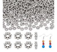 PH PandaHall 600pcs 6mm Flower Spacer Beads Antique Silver Daisy Flower Beads Tibetan Metal Spacer Bead Snowflake Loose Bead for DIY Bracelet Necklace Earring Christmas Birthday Gift Decoration