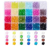 PH PandaHall 600pcs 8mm Cube Crystal Beads for Jewellery Making, 24 Colors Acrylic Faceted Beads Transparent Gem Crystal Bead Loose Bead for Bracelet Necklace Earring Jewellery Making and DIY Craft