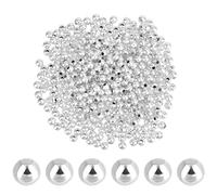PH PandaHall 600pcs 925 Sterling Silver Plated Beads, 3mm Waist Bead Smooth Round Ball Beads Belly Chain Bead for Stackable Bracelet Jewellery Making Necklace DIY Craft