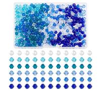 PH PandaHall 600PCS Bicone Crystal Bead, 6mm Blue Faceted Glass Bead 6 Colors Sea Loose Beads Craft Spacer Beads for DIY Craft Summer Bracelet Necklace Earring Keychain Jewellery Making Bags