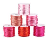 PH PandaHall 60m Pink Satin Cord 6 Colors Silky Cord 2mm Nylon Thread Beading String for Mother's Day Macrame Kumihimo Chinese Knot Dream Catchers Bracelet Necklace Braid Hair