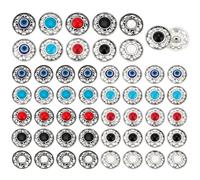 PH PandaHall 60Pcs 10 Styles Turquoise Buttons Vintage Western Conchos Shank Buttons Round Metal Decorative Conchos Cabochons for DIY Leather Crafts Belt Purse Sewing Bags Decoration, 19mm