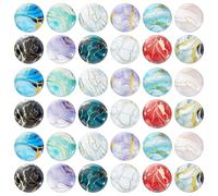 PH PandaHall 60PCS 12Colors Marbled Glass Cabochons 1.18inch Faltback Cabochon Rock Cracks Convex Half Round Dome Tiles for Jewelry Making Necklaces Ring Bezel Photo Pendant Cameo Embellishment