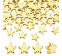 PH PandaHall 60PCS 14K Gold Plated Star Beads 5mm Pentagram Metal Beads Twinkle Star Spacers Long-Lasting Charms for Mother's Day Jewellery Making Necklace Bracelet Earring