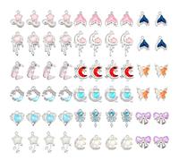 PH PandaHall 60pcs 15 Styles Gothic Charms Pendants Crystal Pendant Goth Charms Heart Butterfly Star Moon Small DIY Jewelry Charms Bulk for Bracelets Necklaces Keychains Jewelry Making