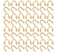 PH PandaHall 60pcs 18K Gold Wire Guardian, Golden U-Shape Cable Protector 304 Stainless Steel Wire Guard Loops Thread Protector for Earring Bracelet Necklace Pendants Jewelry Crafts Making, Hole 0.8mm