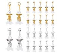 PH PandaHall 60pcs 2 Colours Angel Wings Keychains 2 Inch Angel Guardian Charms Christian Gifts Good Luck Charms Party Favor Keepsakes Purse Pendant for Women, Golden/Platinum